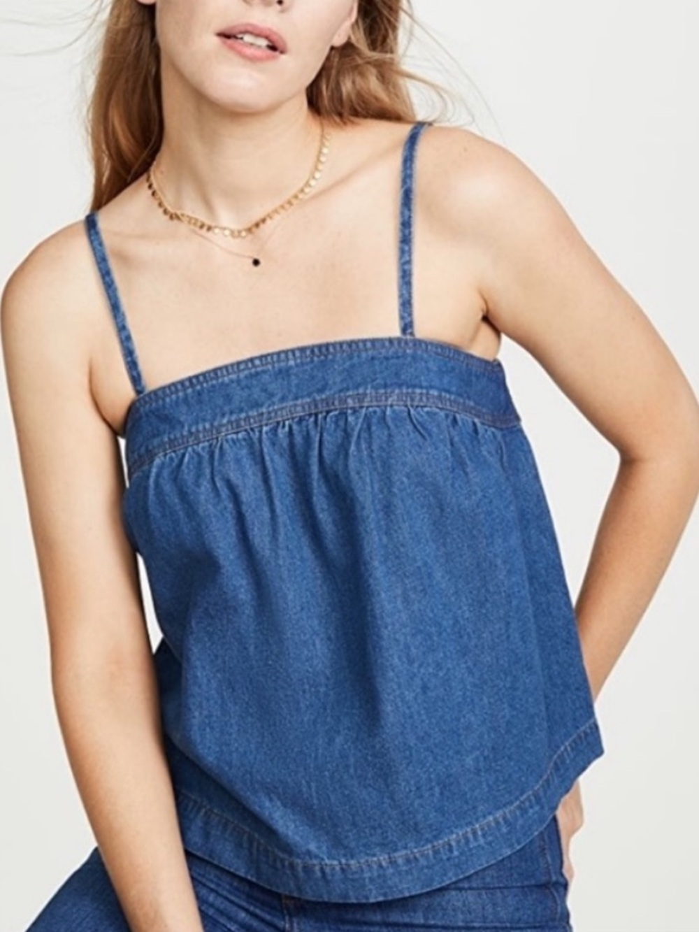 Madewell Blue Denim Strappy Square-Neck Tank